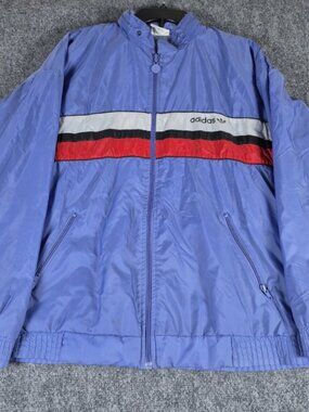 Vintage Adidas Men’s Large Full Zip Windbreaker Track Jacket Logo Lined Taiwan